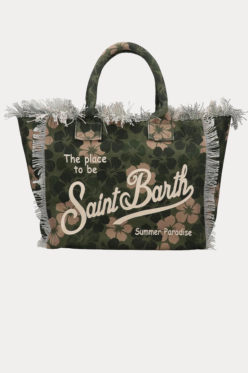 Saint Barth Large Çiçek Desen Logolu Kanvas Çanta