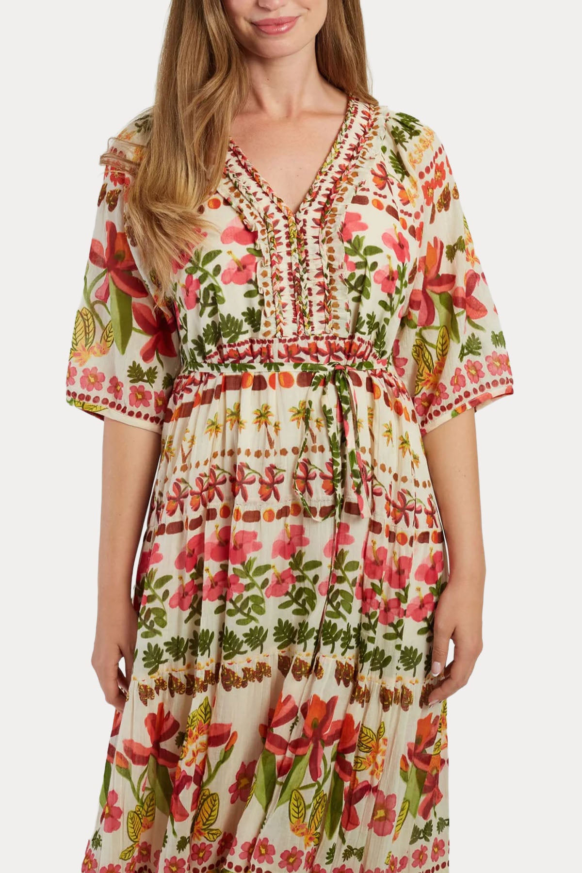Rene Derhy Mildred Relaxed Fit Çiçek Desenli Maxi Elbise-Elbise-Libas