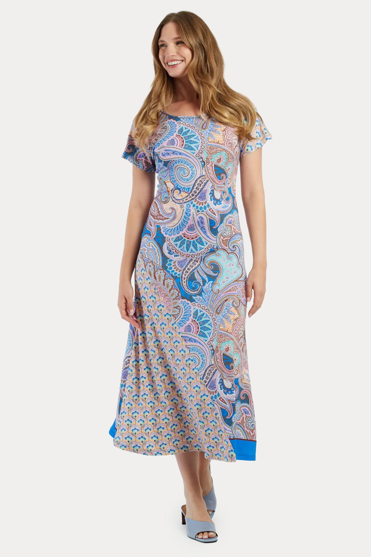 Rene Derhy Maxou Slim Fit Paisley Desenli Midi Elbise-Elbise-Libas