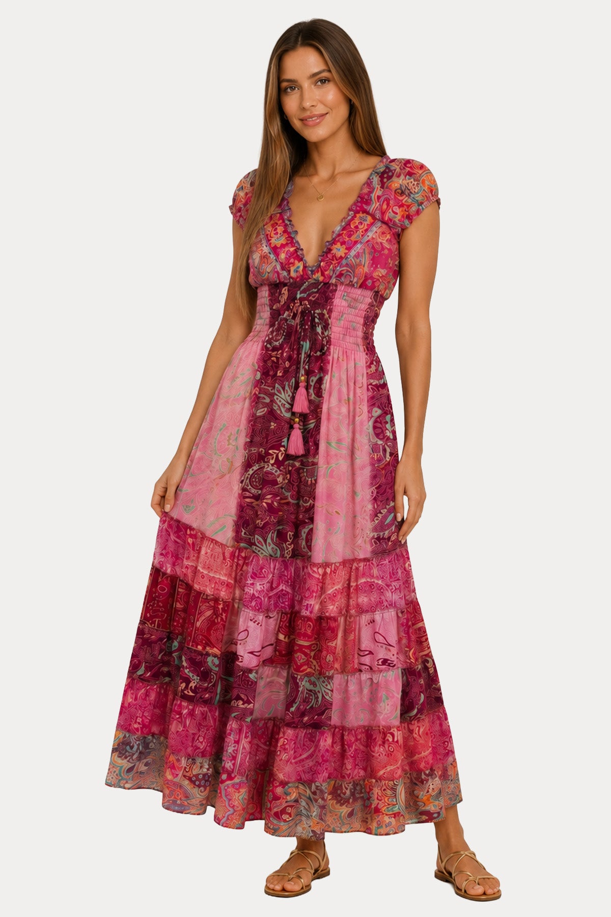 Rene Derhy Marielle Paisley Desenli Maxi Elbise