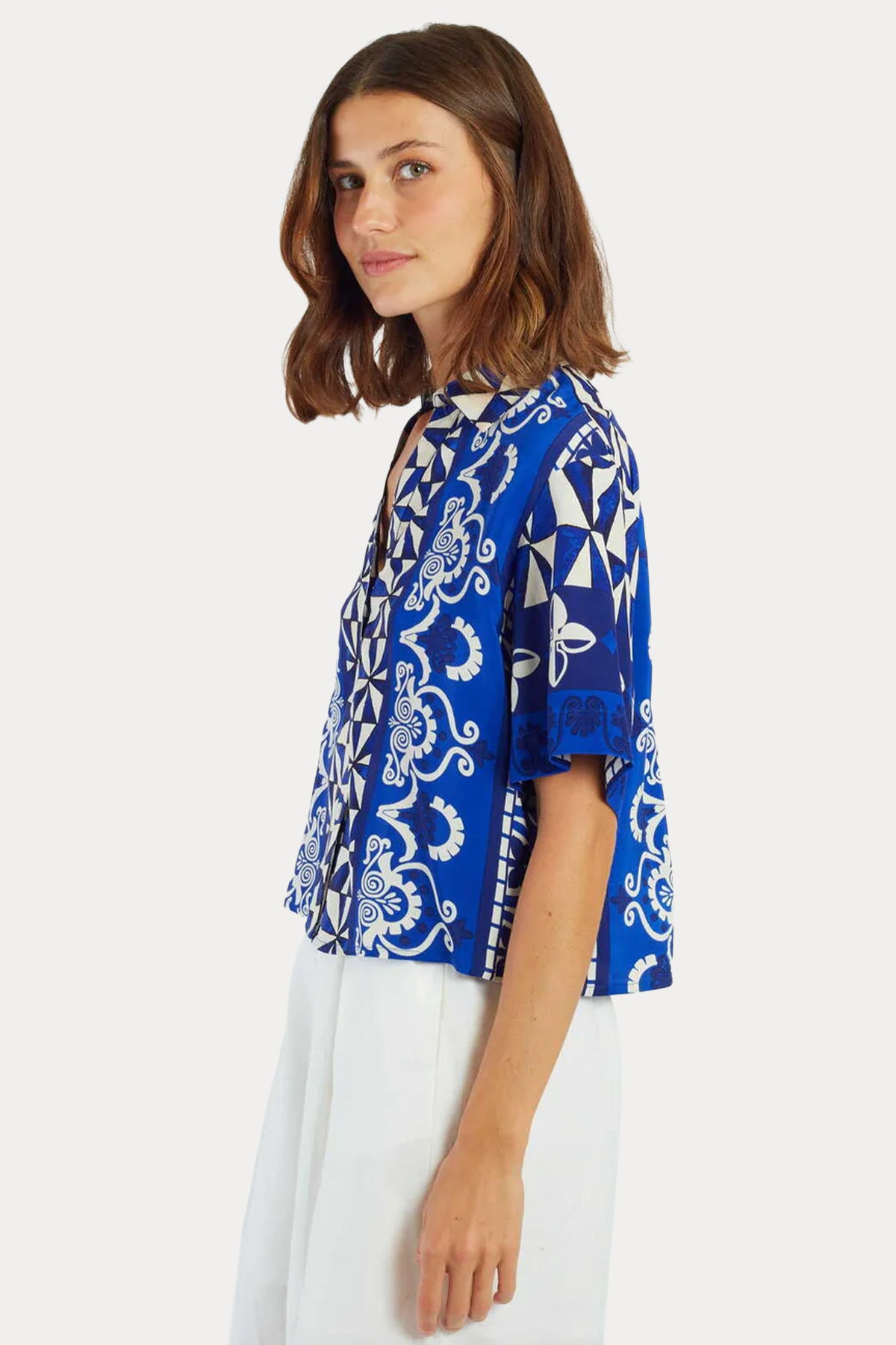 Rene Derhy Anicette Relaxed Fit Etnik Desenli Bluz-Bluz-Libas