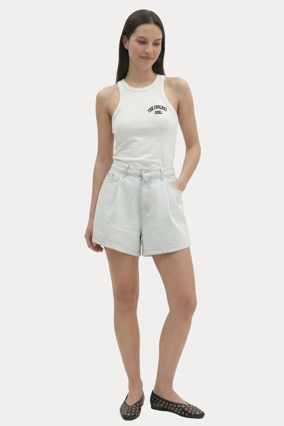 Berenice Relaxed Fit Tek Pile Yıkamalı Denim Şort