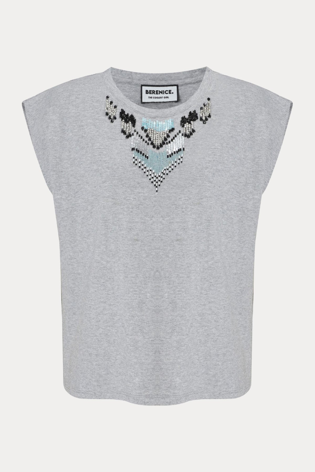 Berenice Regular Fit Boncuk Desenli Kolye Tasarım T-shirt