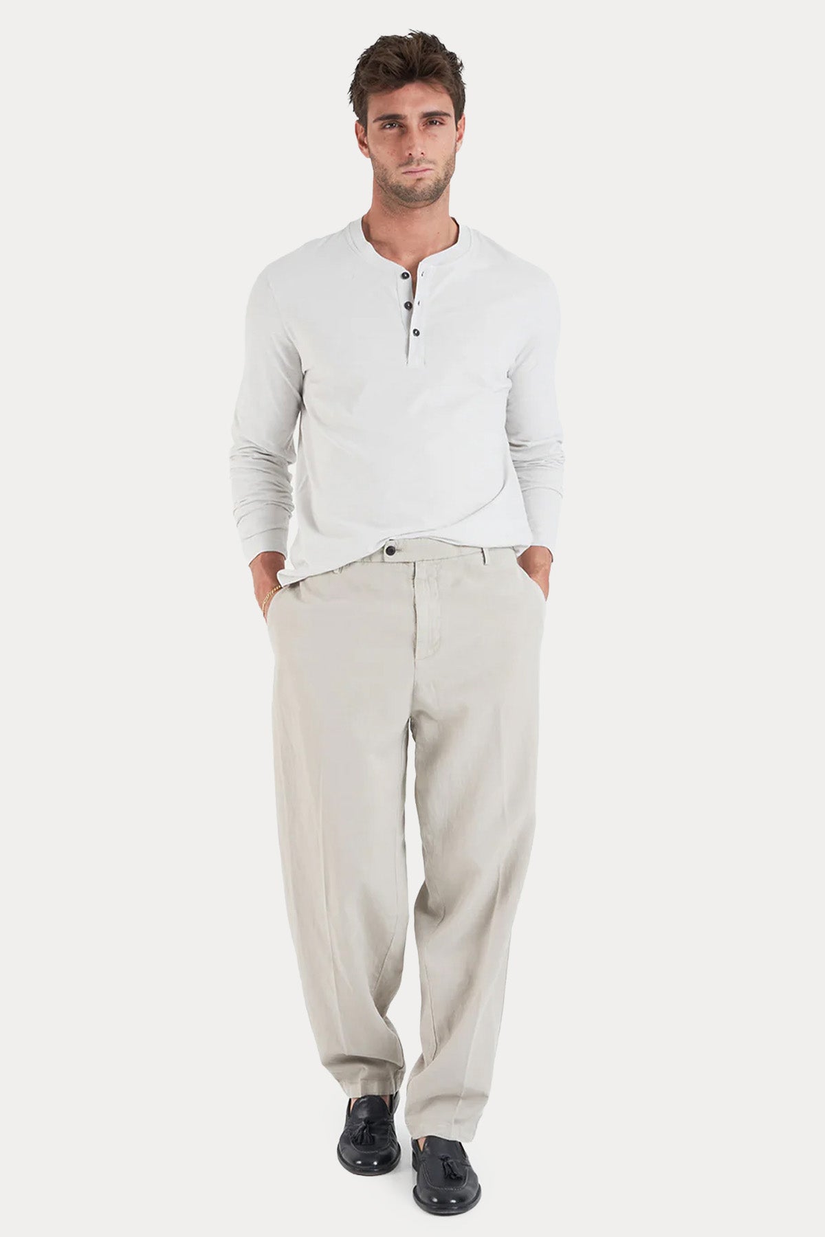 Dondup Relaxed Fit Yandan Cepli Keten Pantolon