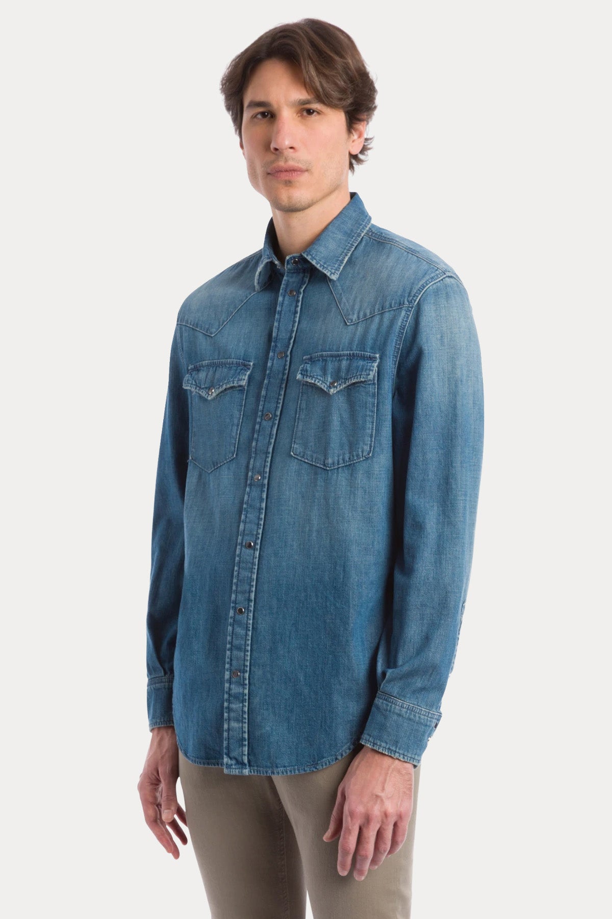 Dondup Regular Fit Yıkamalı Denim Gömlek-Gömlek-Libas