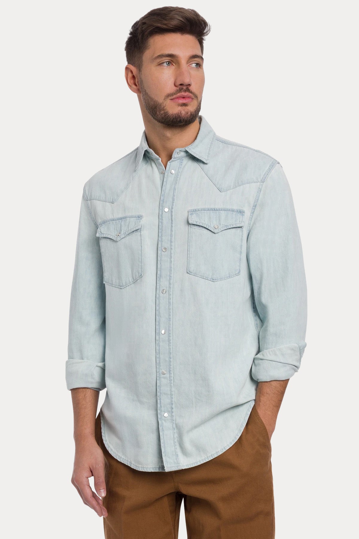 Dondup Regular Fit Yıkamalı Denim Gömlek-Gömlek-Libas