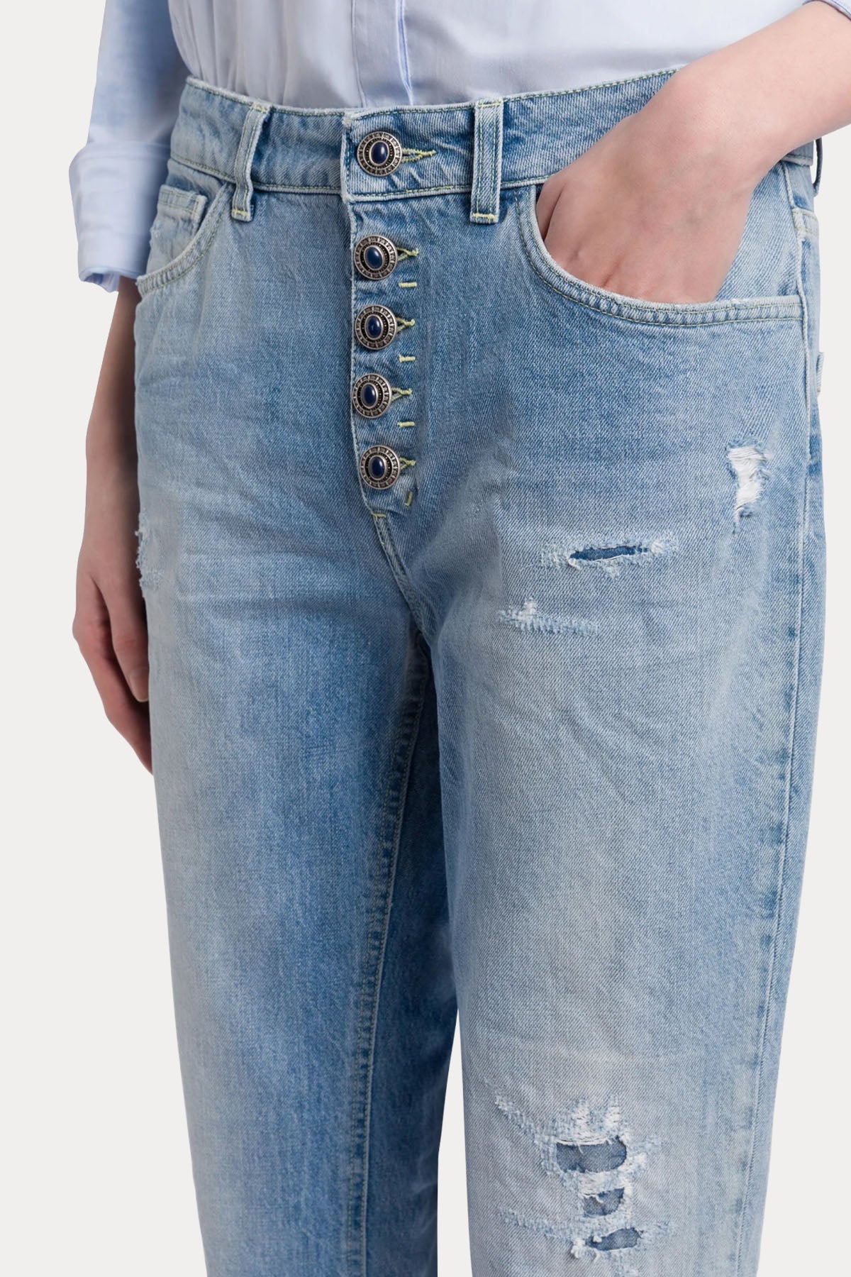 Dondup Koons Loose Fit Yıkamalı Jeans-Jeans-Libas