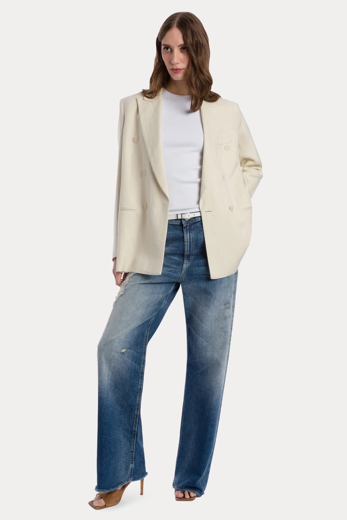 Dondup Francine Wide Leg Yıkamalı Jeans