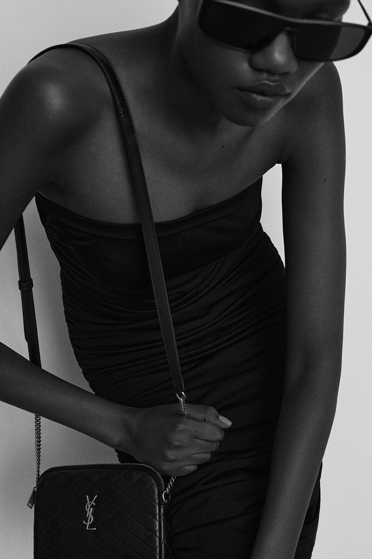 Saint Laurent Logolu Mini Deri Omuz Çantası