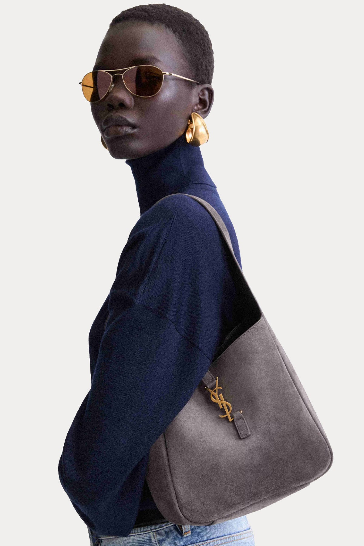 Saint Laurent Medium Süet Omuz Çantası