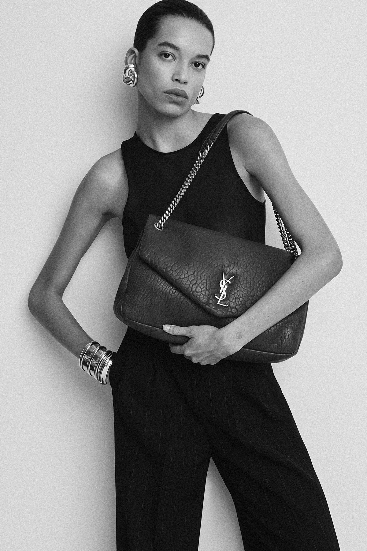 Saint Laurent Logolu Large Deri Omuz Çantası