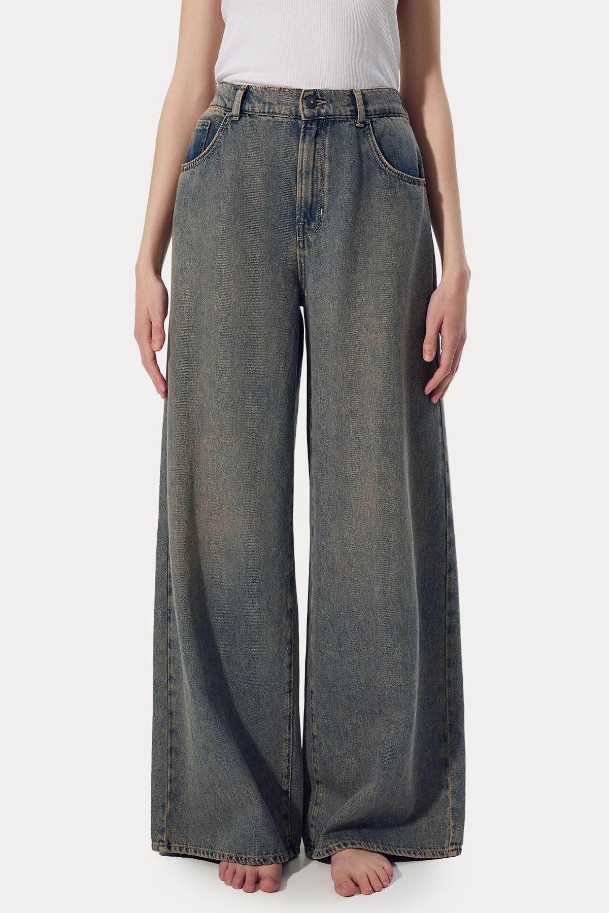 Bsb Lexa Relaxed Fit Geniş Paça Beli Lastikli Jeans