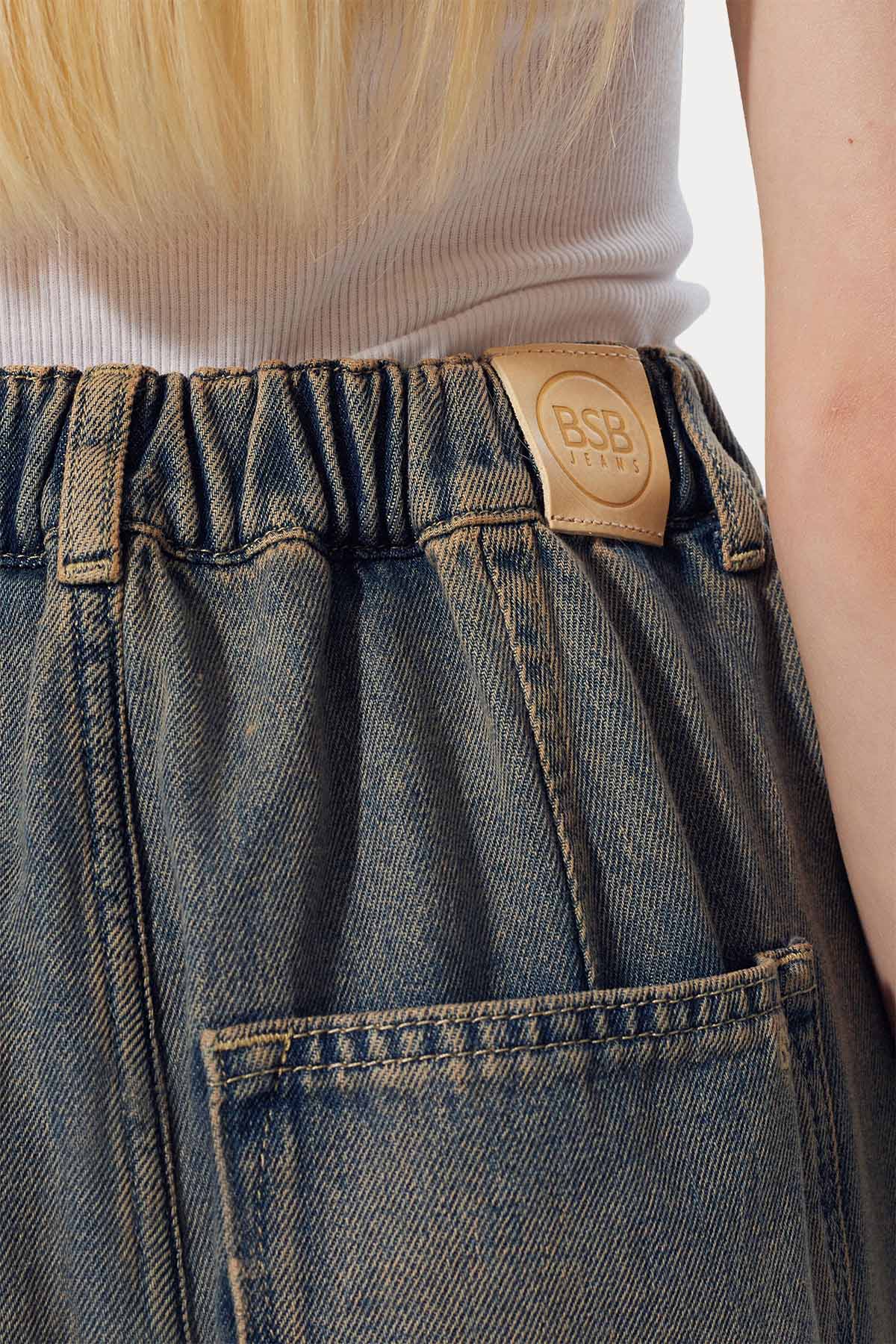 Bsb Lexa Relaxed Fit Geniş Paça Beli Lastikli Jeans