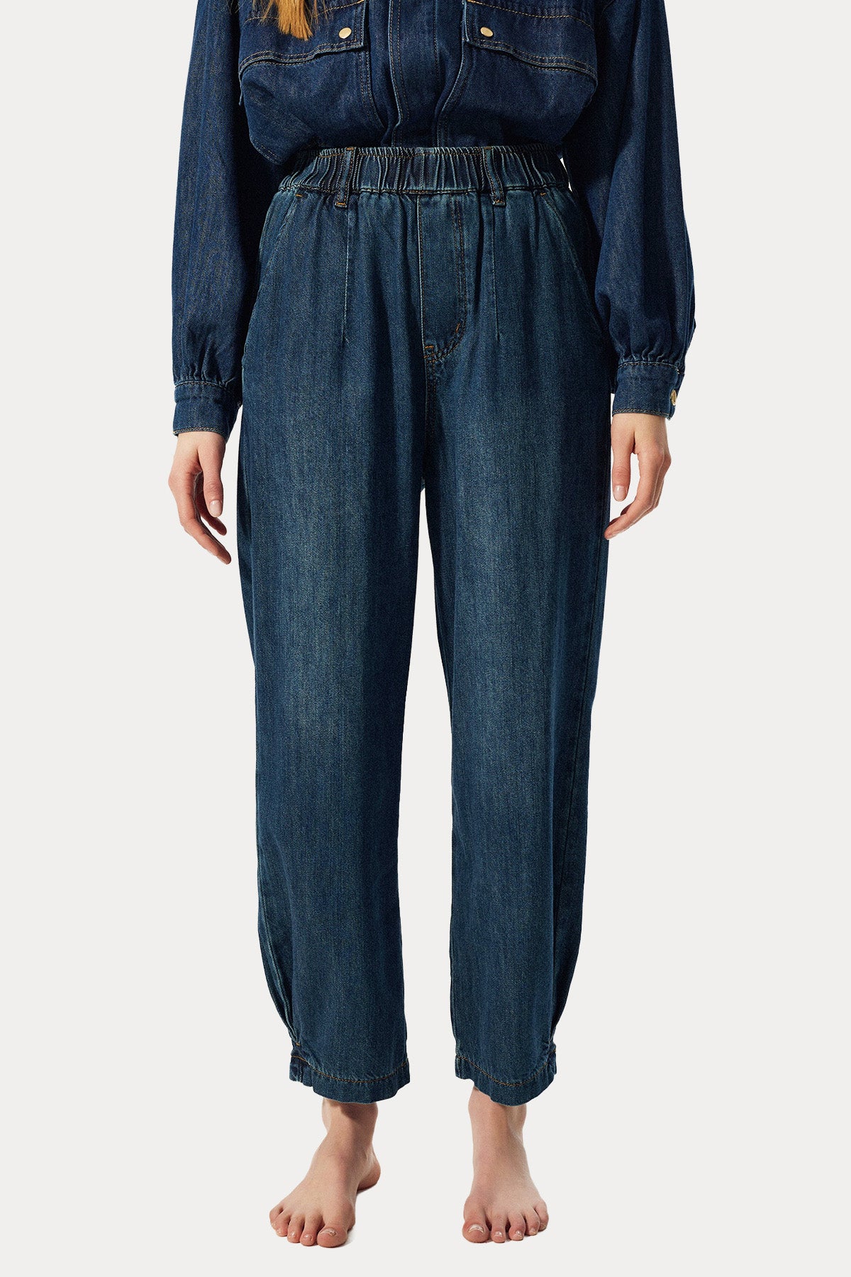 Bsb Relaxed Fit Beli Lastikli Jeans