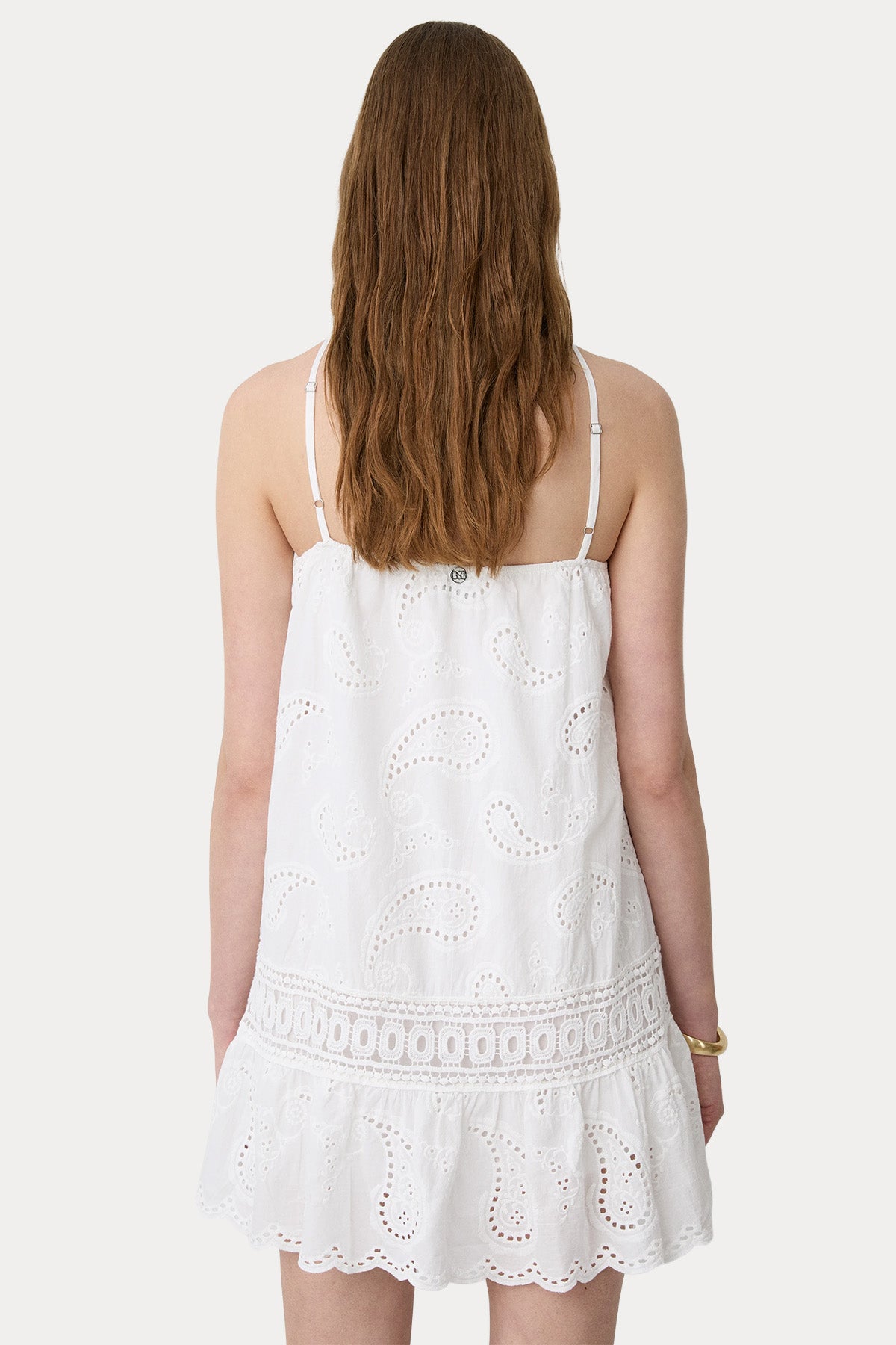 Bsb Halter Yaka Lazer Nakışlı Mini Elbise