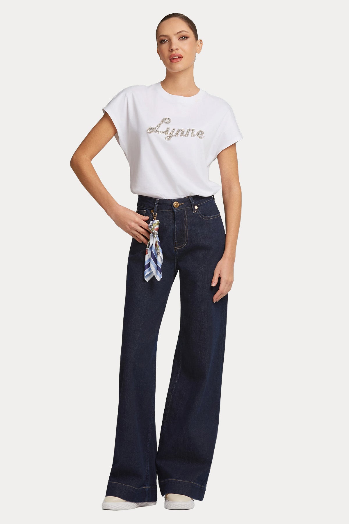 Lynne Straight Fit Fularlı Yüksek Bel Jeans