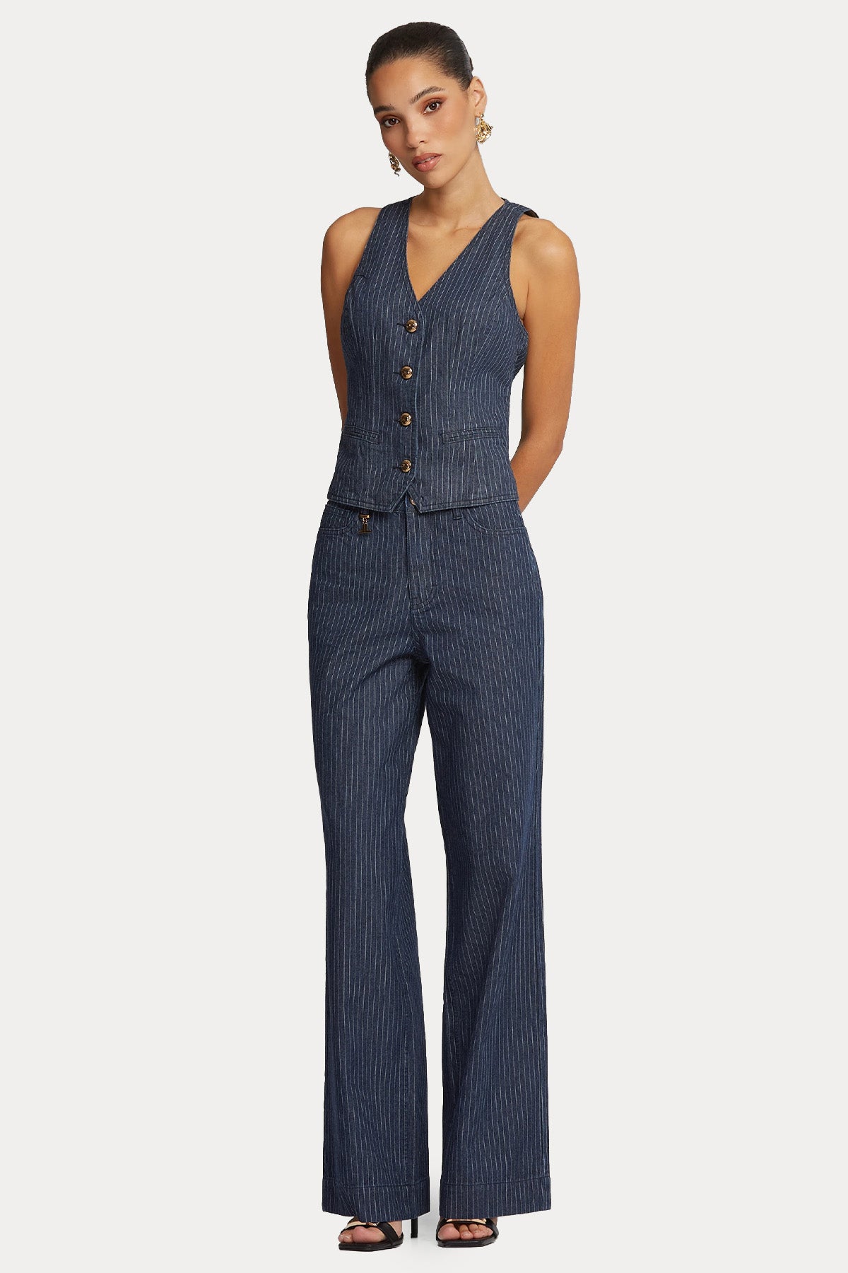 Lynne Çizgili Flare Yüksek Bel Jeans-Jeans-Libas