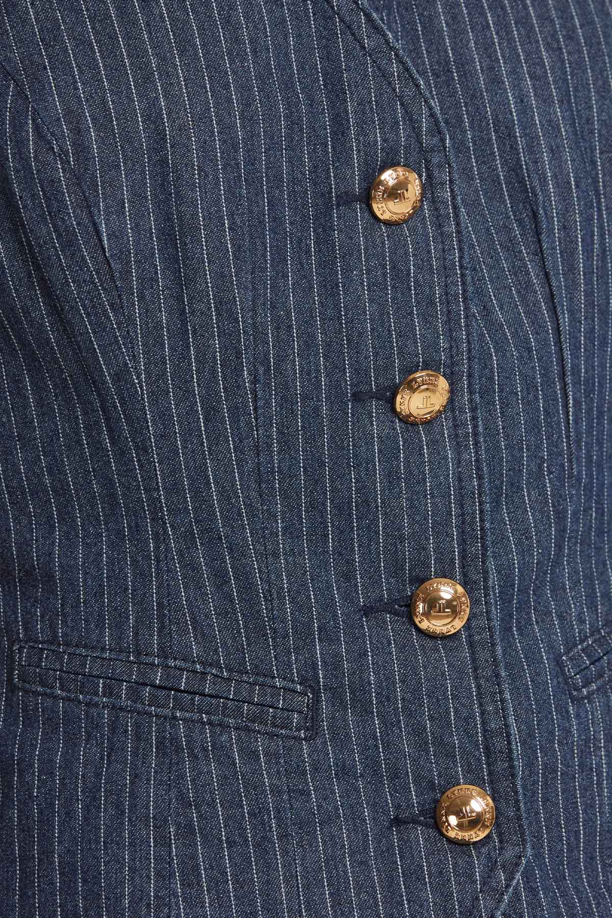 Lynne Slim Fit Çizgili Streç Denim Yelek-Yelek-Libas