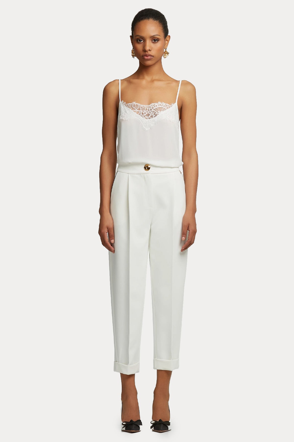 Lynne Straight Fit Duble Paça Tek Pile Streç Krep Pantolon