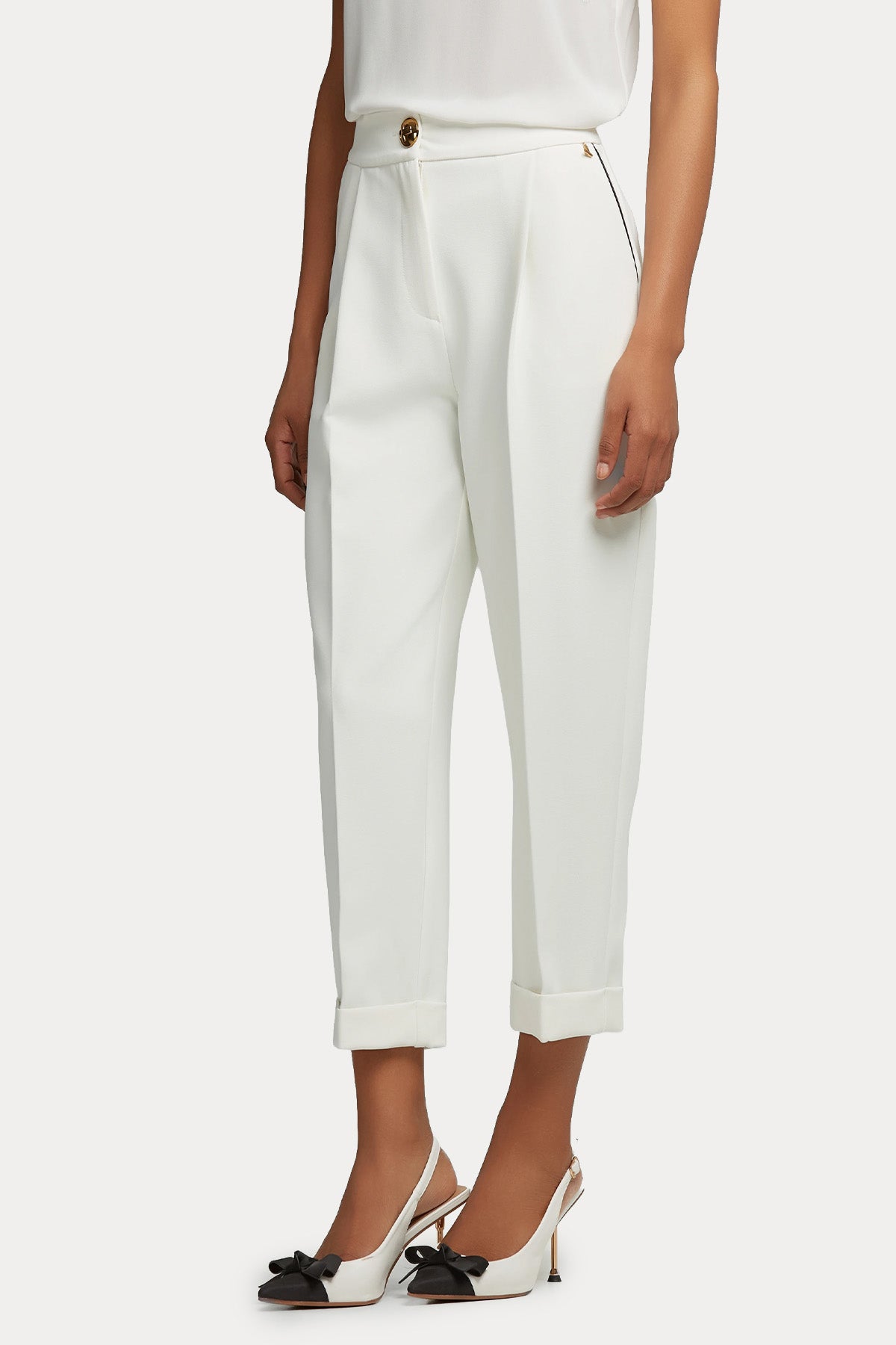 Lynne Straight Fit Duble Paça Tek Pile Streç Krep Pantolon