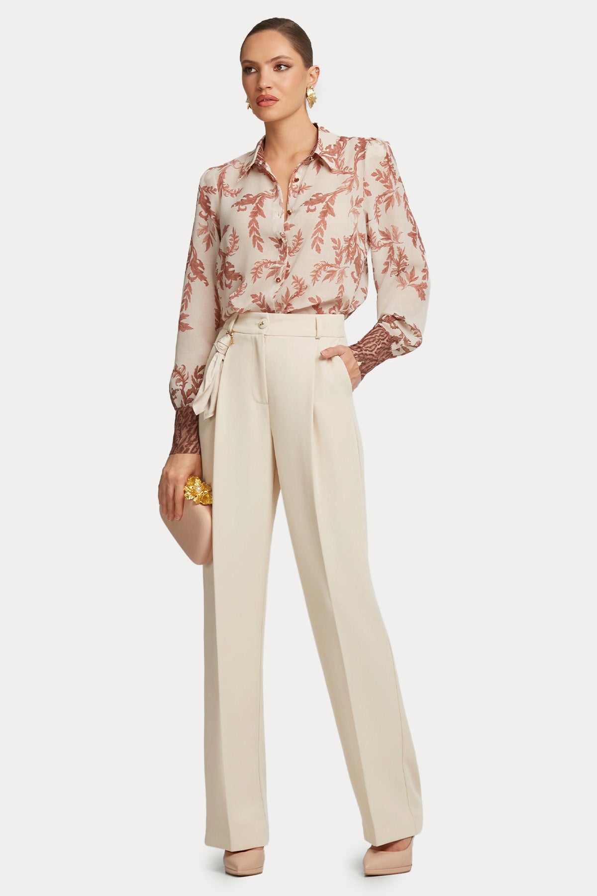 Lynne Classic Fit Vatkalı Saten Gömlek