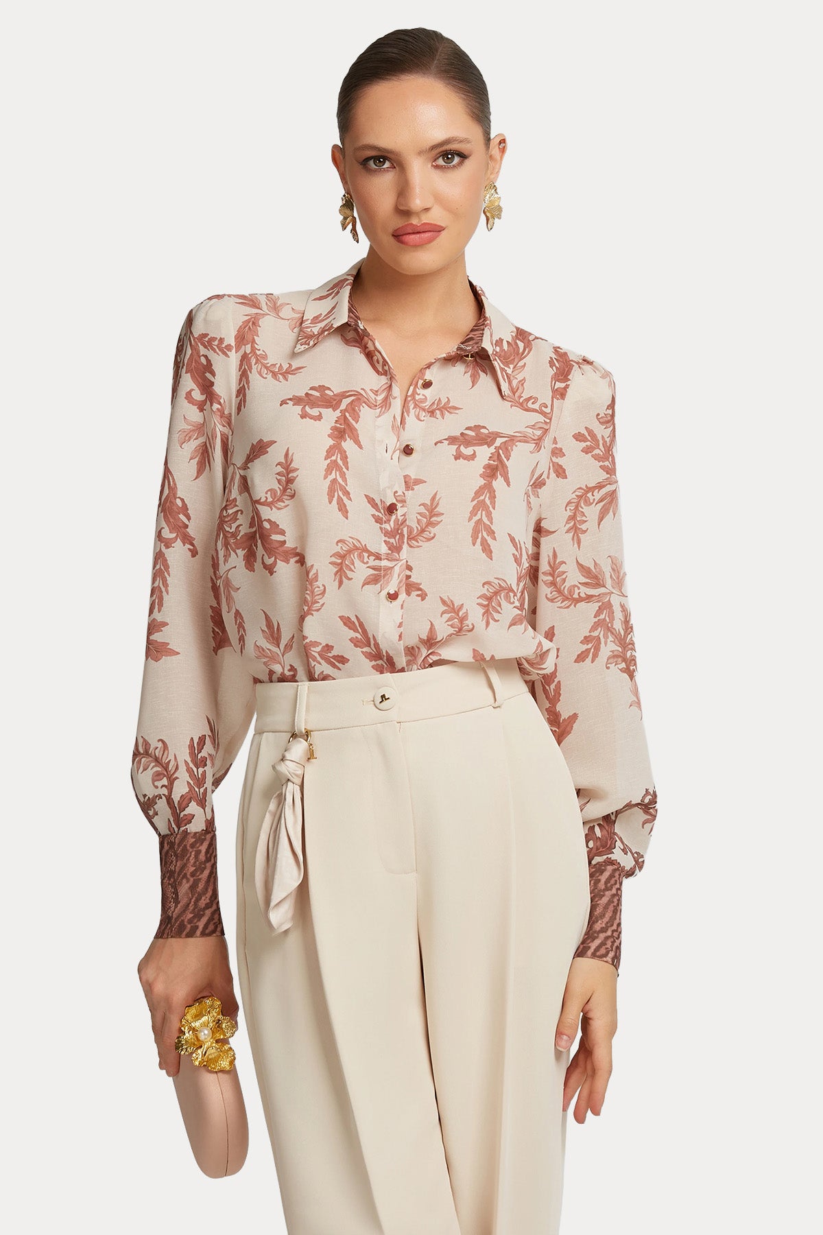 Lynne Classic Fit Vatkalı Saten Gömlek