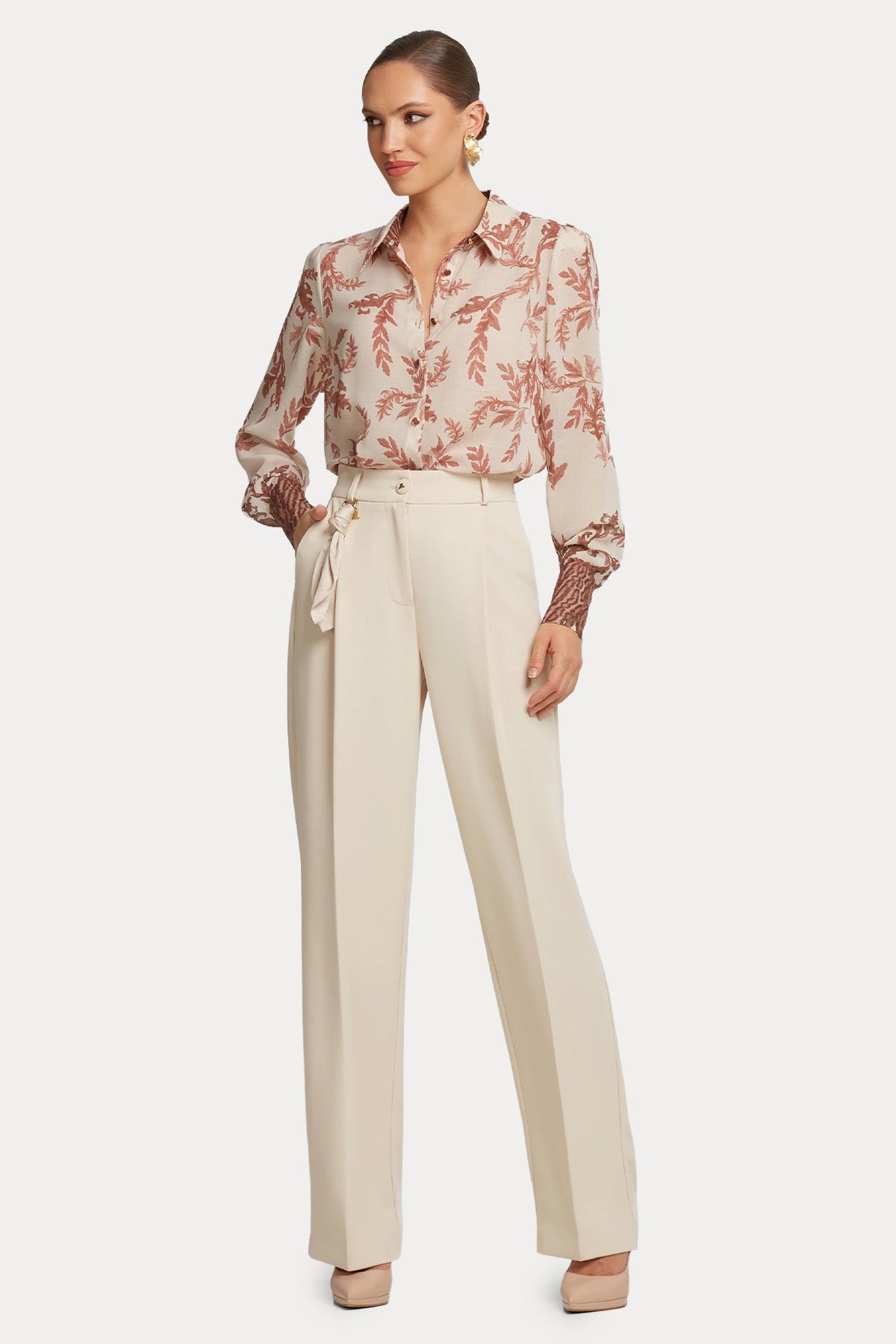 Lynne Classic Fit Vatkalı Saten Gömlek