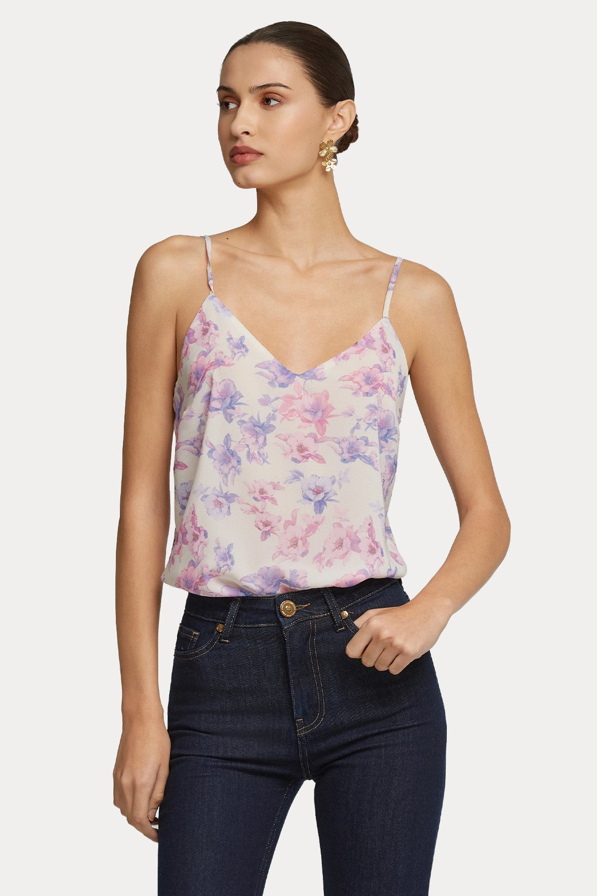 Lynne Çiçek Desen Askılı Bluz