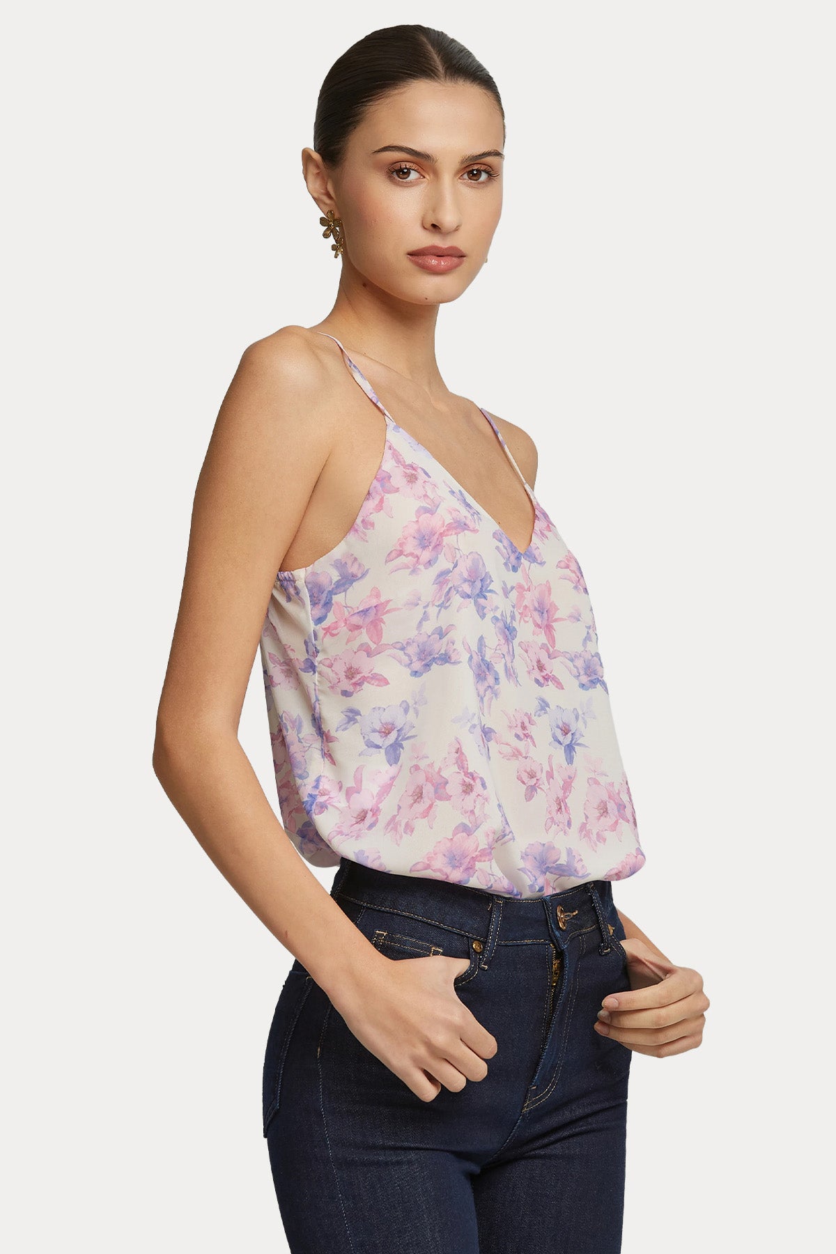 Lynne Çiçek Desen Askılı Bluz