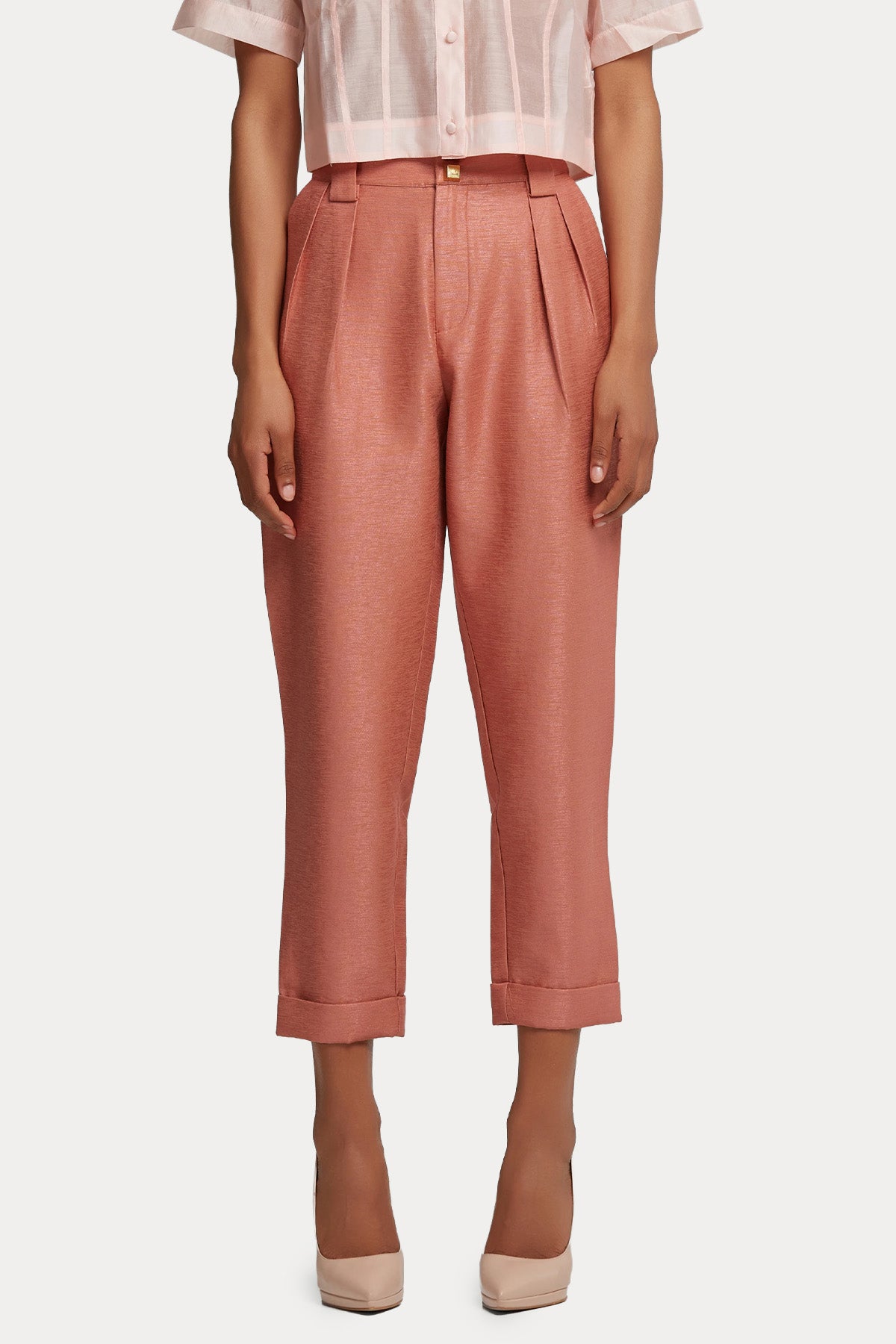 Lynne Slim Regular Fit Çift Pile Duble Paça Beli Lastikli Pantolon