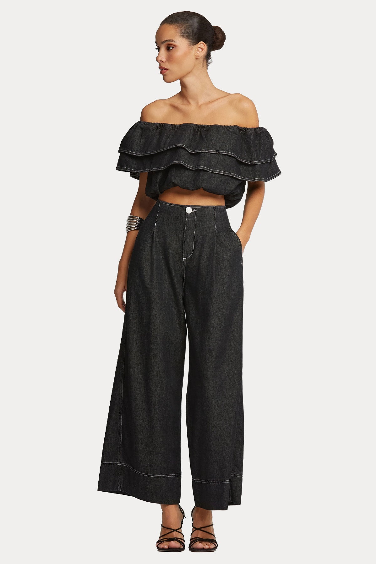 Lynne Straight Fit Geniş Paça Yandan Cepli Pantolon