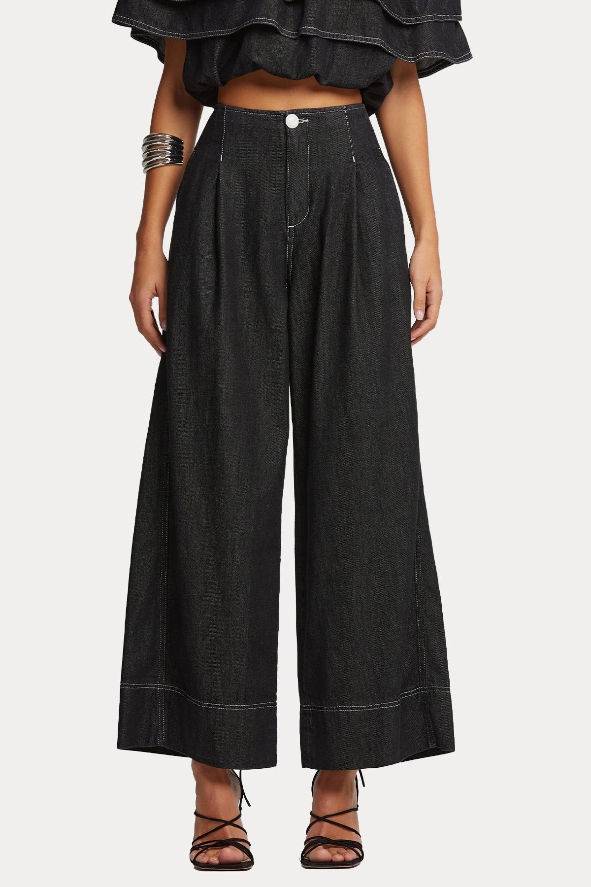 Lynne Straight Fit Geniş Paça Yandan Cepli Pantolon