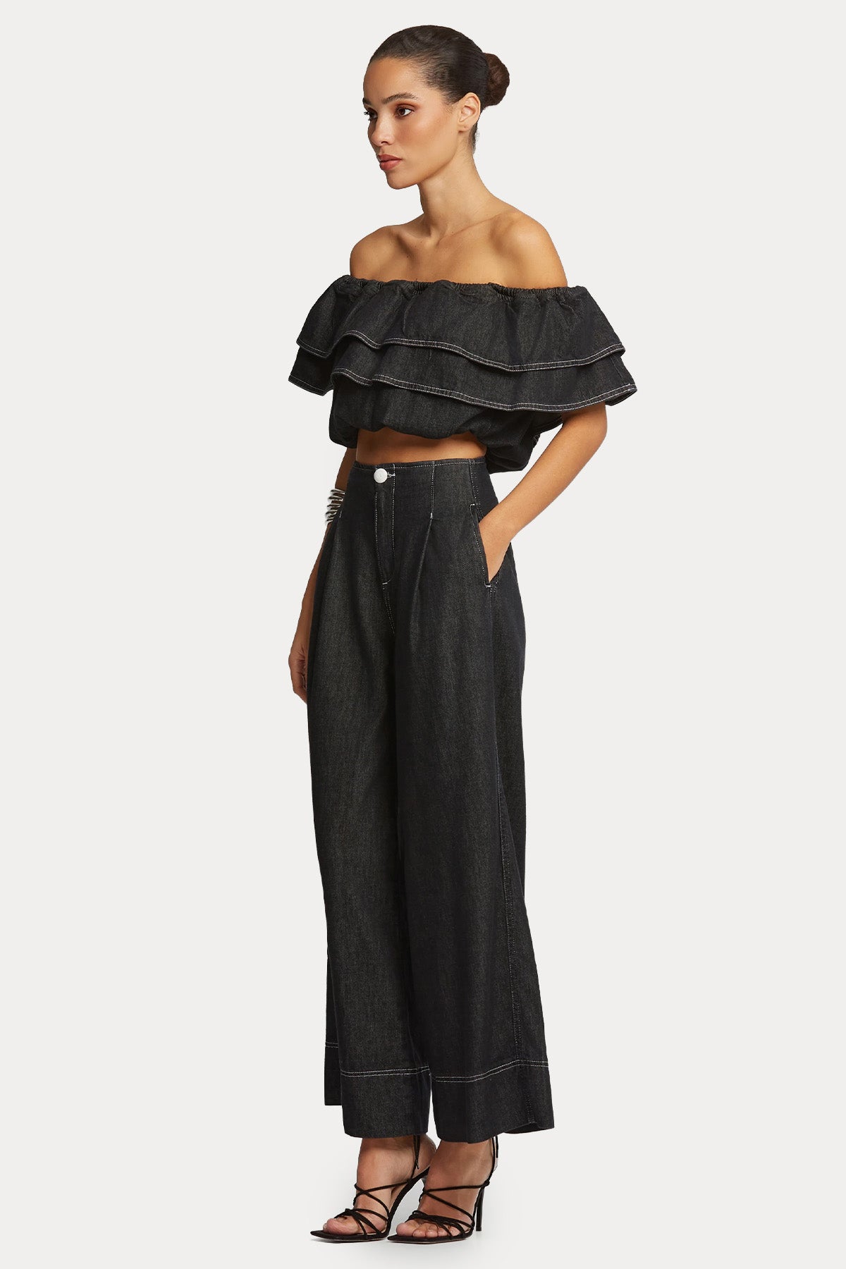 Lynne Straight Fit Geniş Paça Yandan Cepli Pantolon