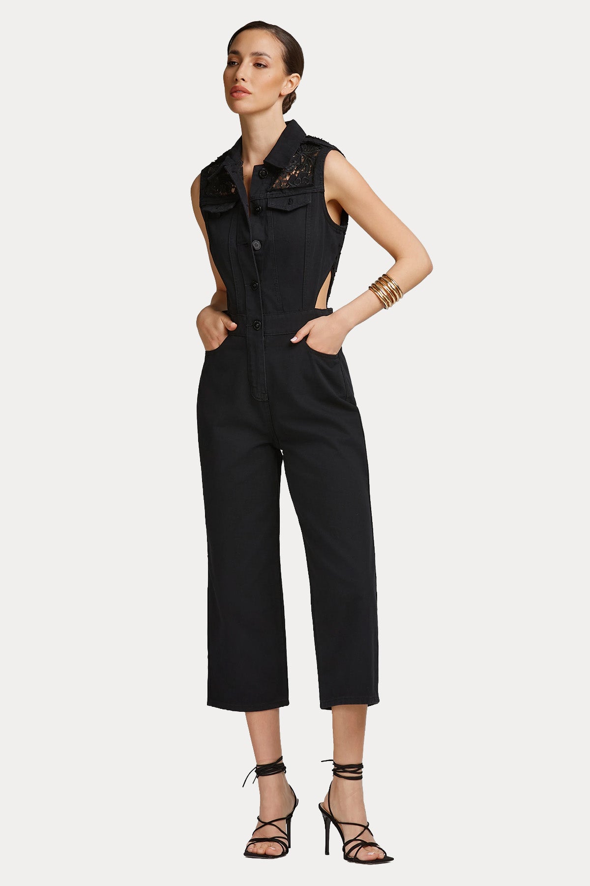 Lynne Regular Fit Nakış Detaylı Denim Tulum