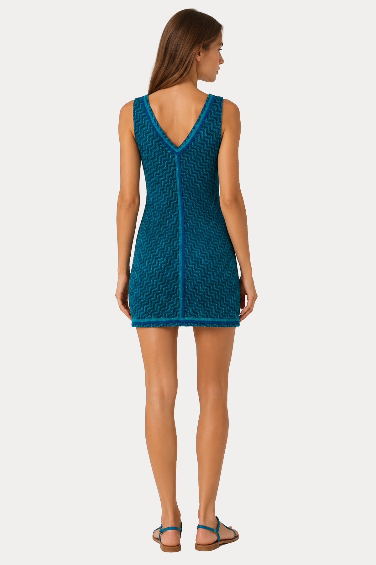 Pho Firenze Regular Fit V Yaka Desenli Mini Elbise