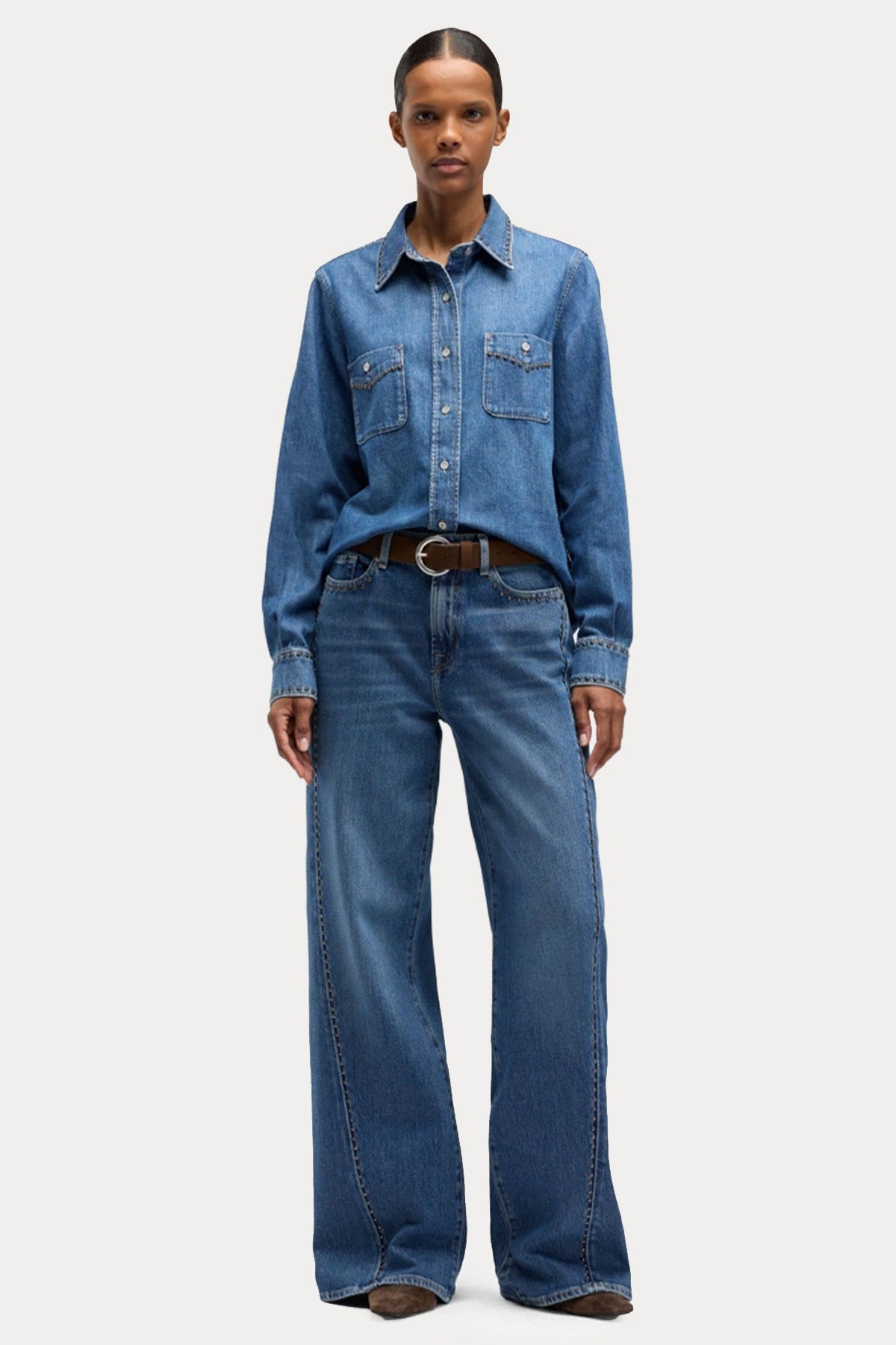 7 For All Mankind Relaxed Fit Geniş Paça Yıkamalı Jeans