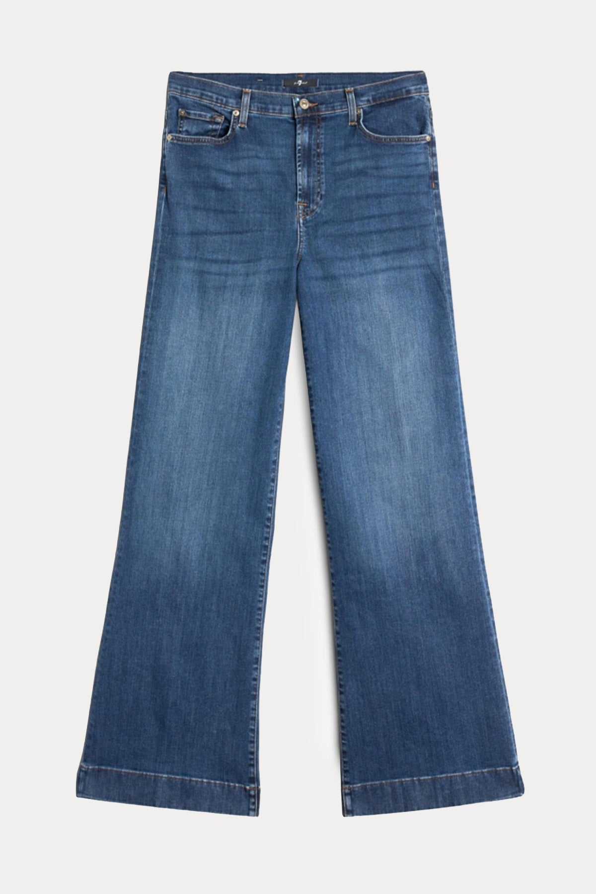 7 For All Mankind Modern Dojo Yüksek Bel Çan Paça Yıkamalı Jeans