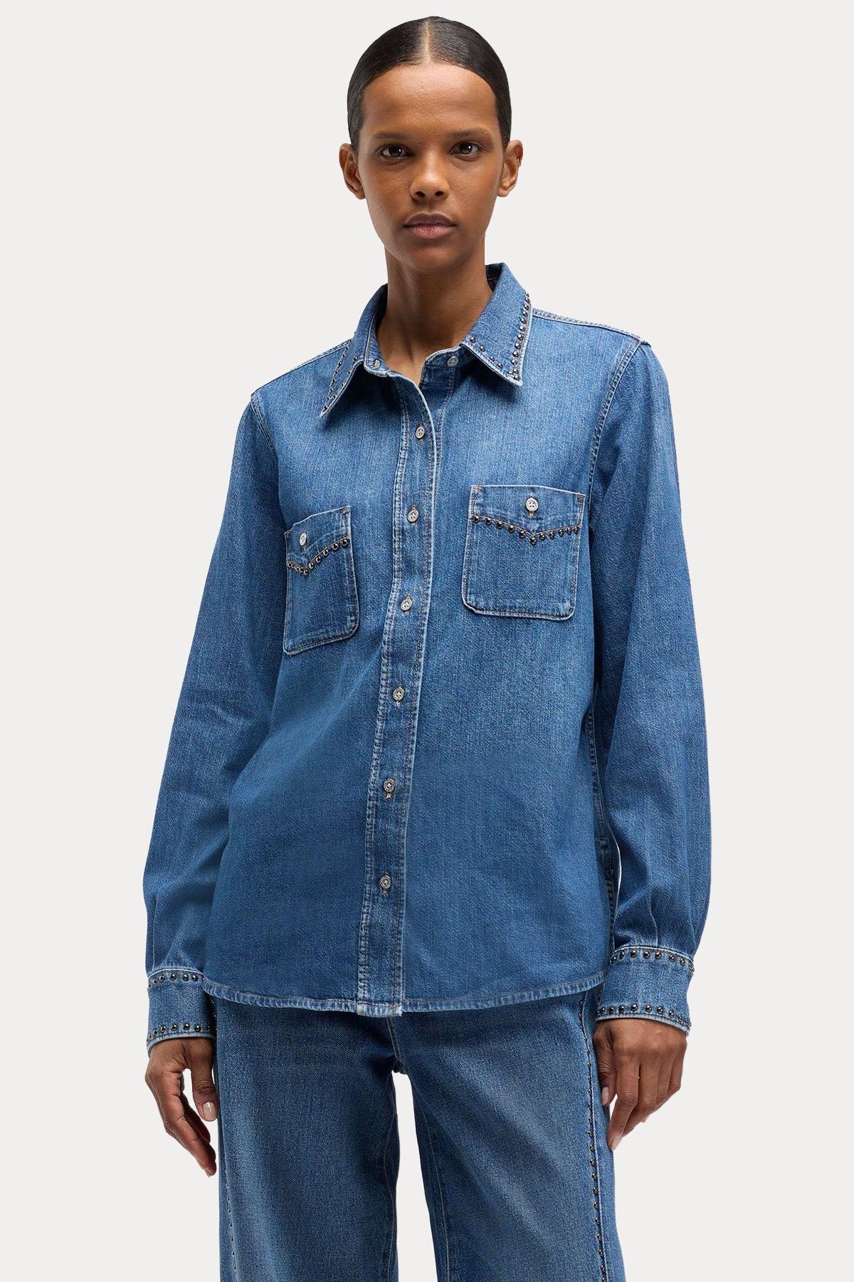 7 For All Mankind Comfort Fit Cep Detaylı Denim Gömlek