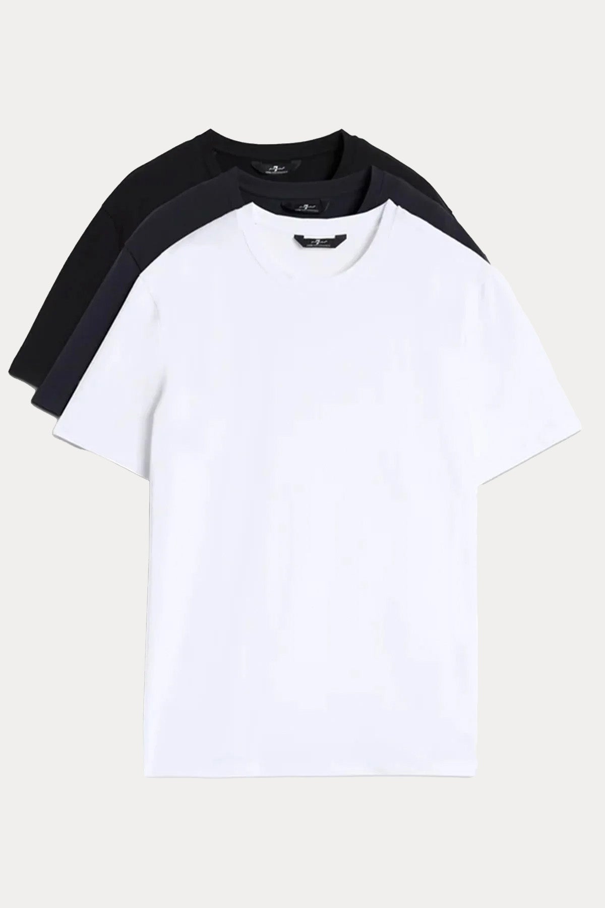 7 For All Mankind Regular Fit 3'lü Paket Streç T-shirt Set