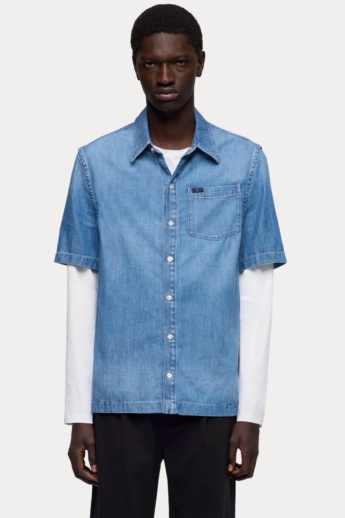 7 For All Mankind Relaxed Fit Yumuşak Dokulu Denim Gömlek-Gömlek-Libas