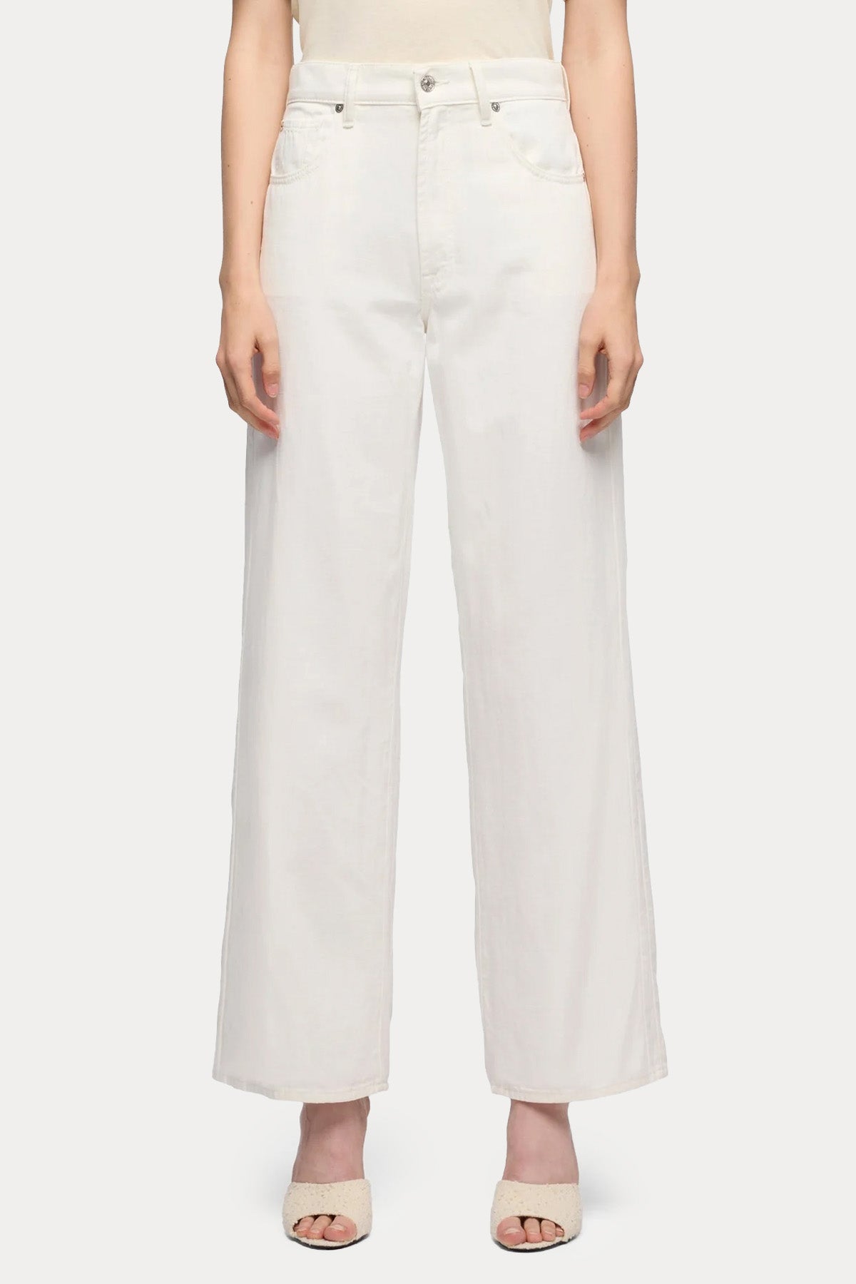 7 For All Mankind Straight Fit Keten Yüksek Bel Jeans-Jeans-Libas