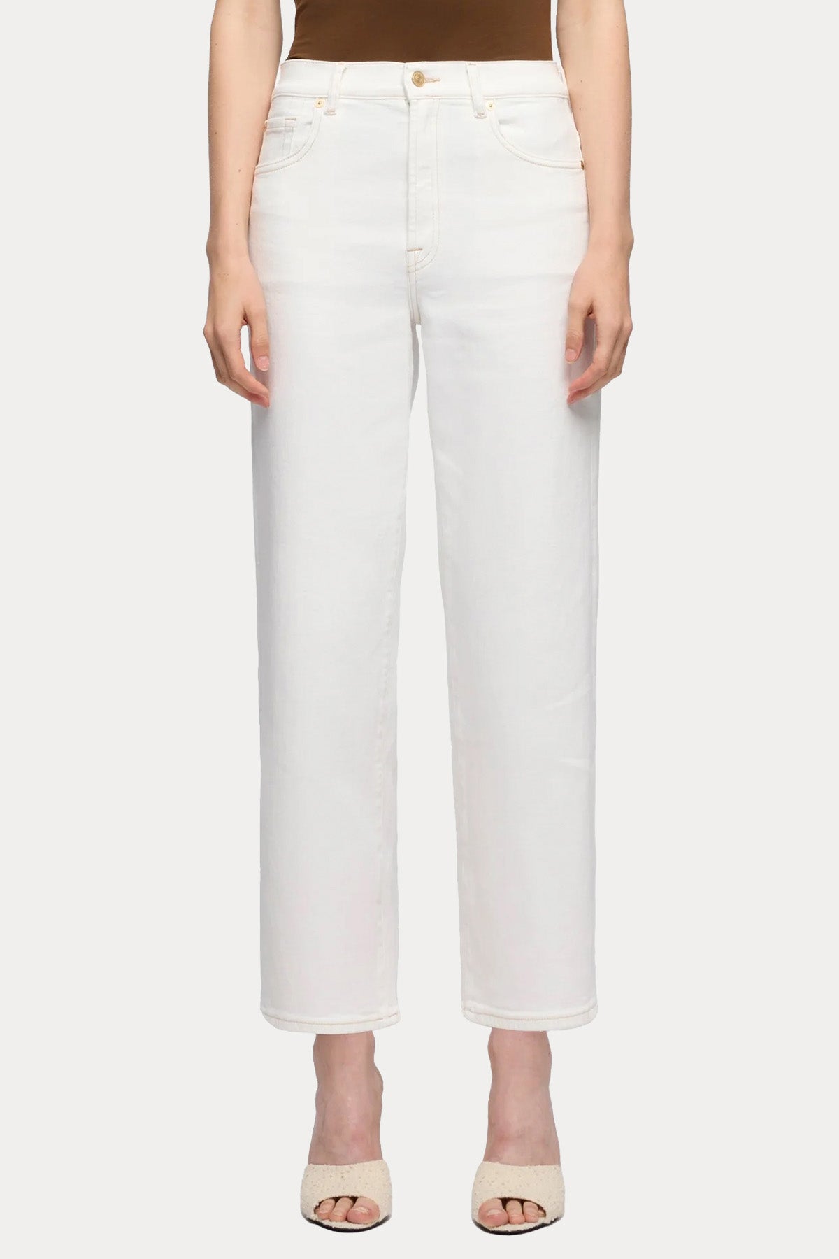 7 For All Mankind Straight Ankle Fit Yüksek Bel Streç Jeans-Jeans-Libas