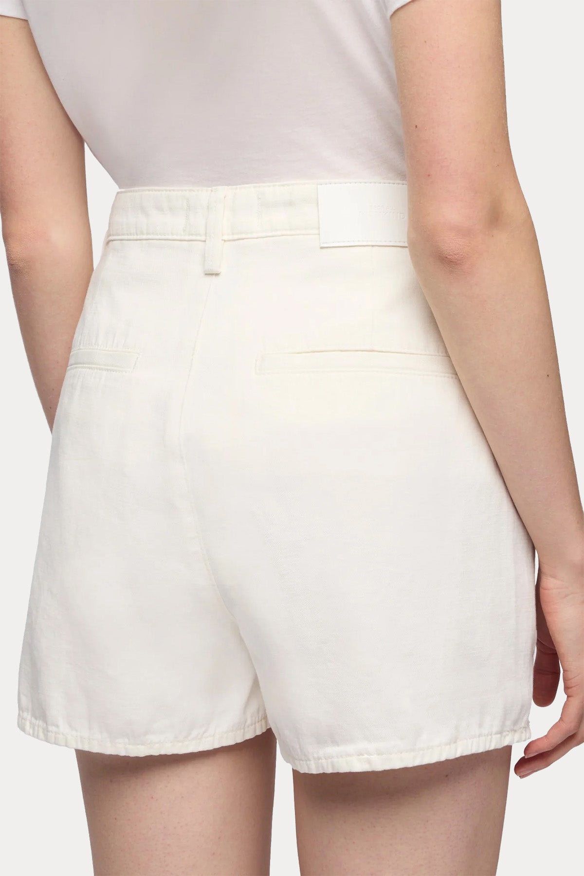 7 For All Mankind Straight Fit Yüksek Bel Mini Keten Şort-Şort-Libas