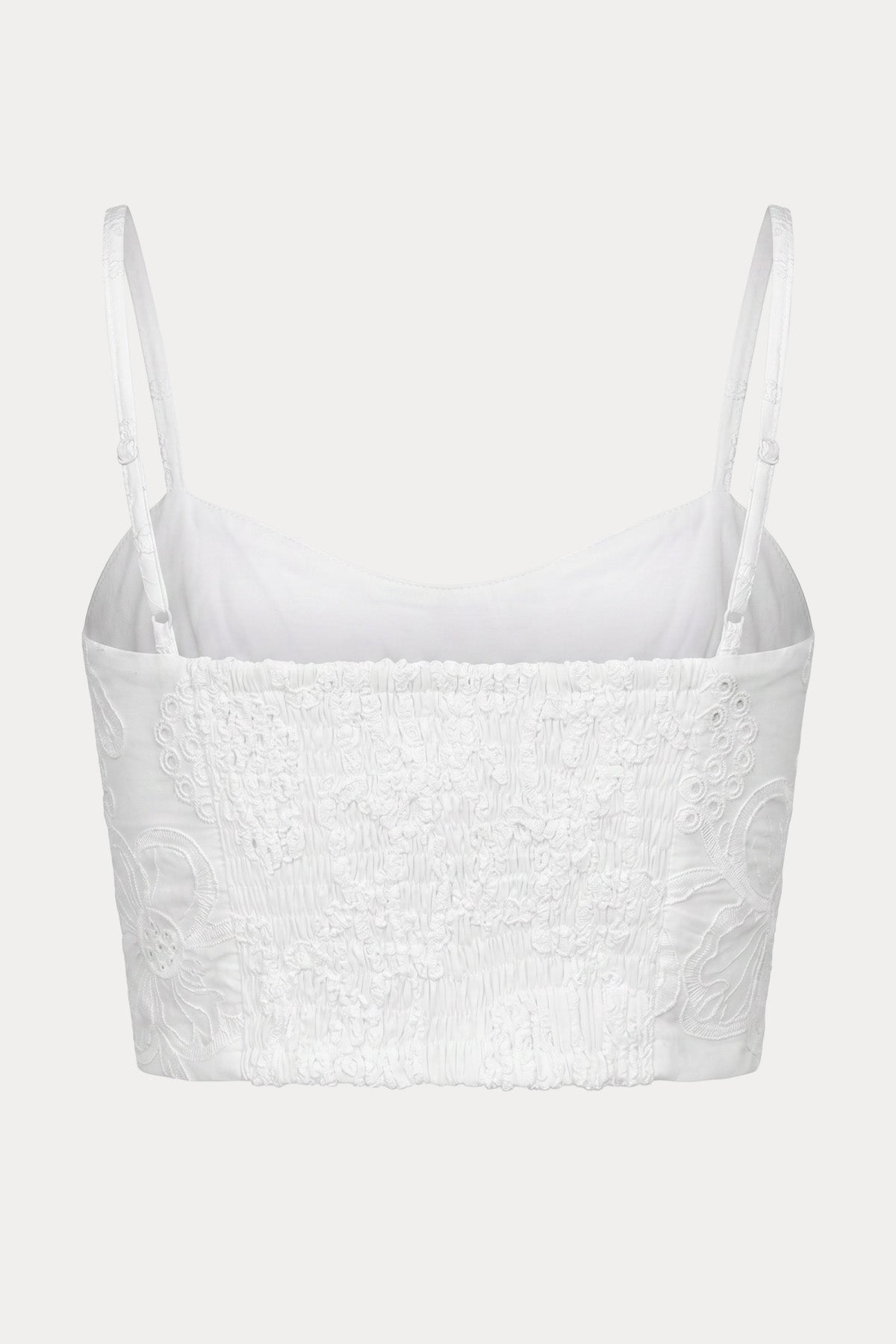 Hanita Regular Fit Nakış Desenli Askılı Crop Bluz
