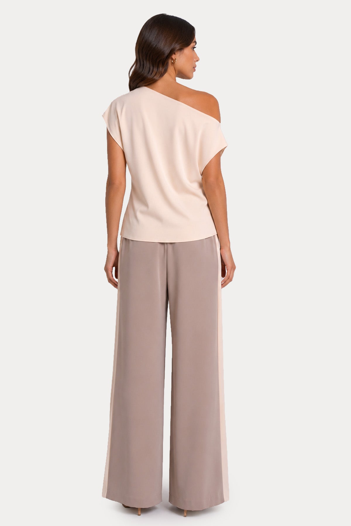 Hanita Streç Saten Kumaş Bluz Pantolon Set