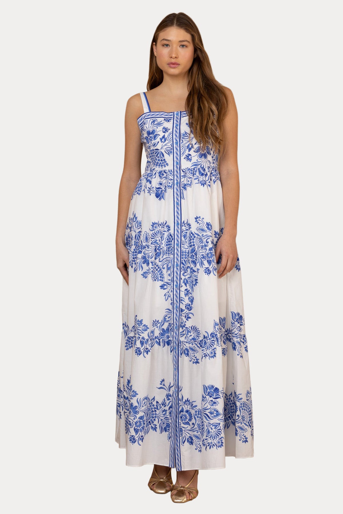 Hale Bob Çiçek Desenli Maxi Poplin Elbise