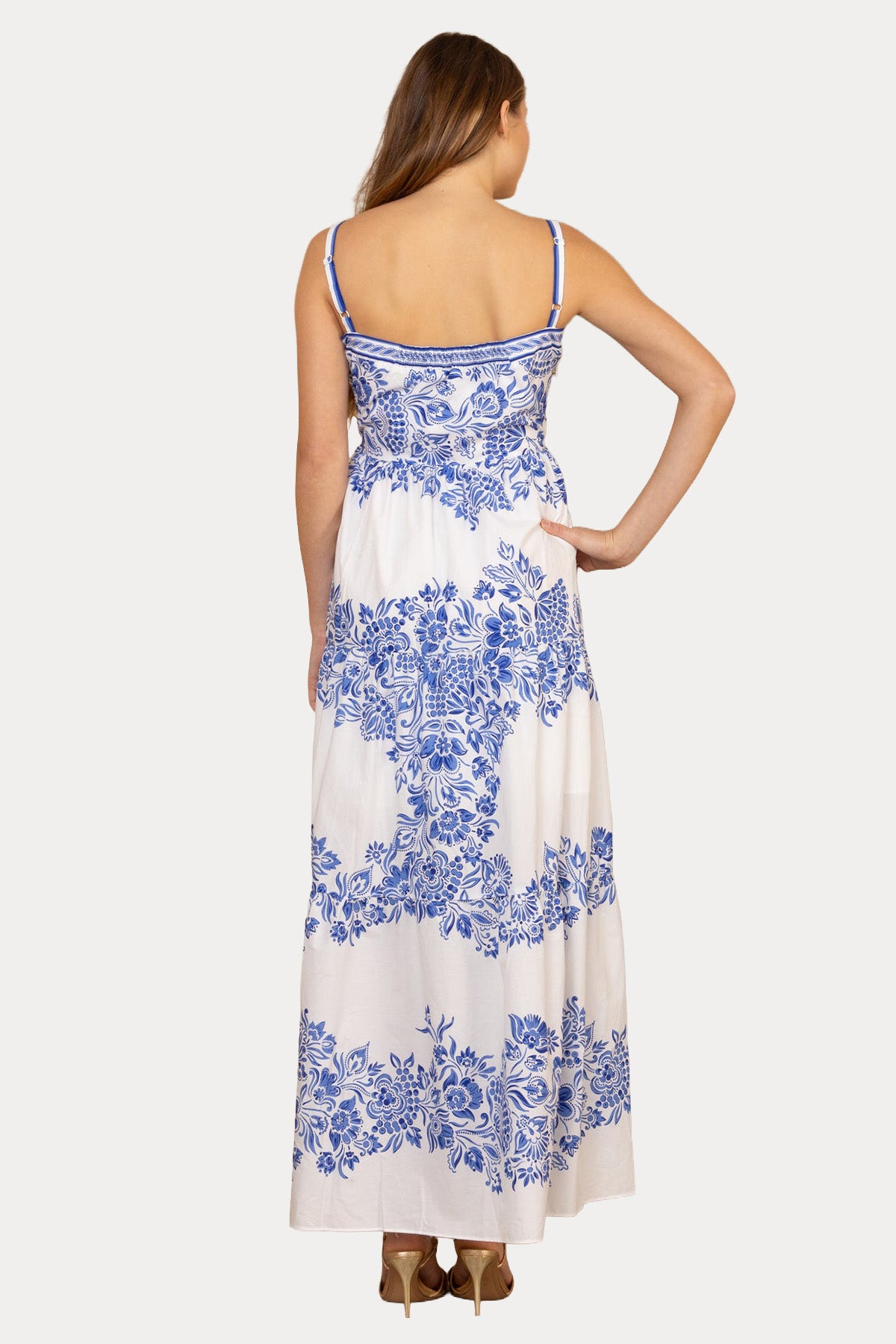 Hale Bob Çiçek Desenli Maxi Poplin Elbise