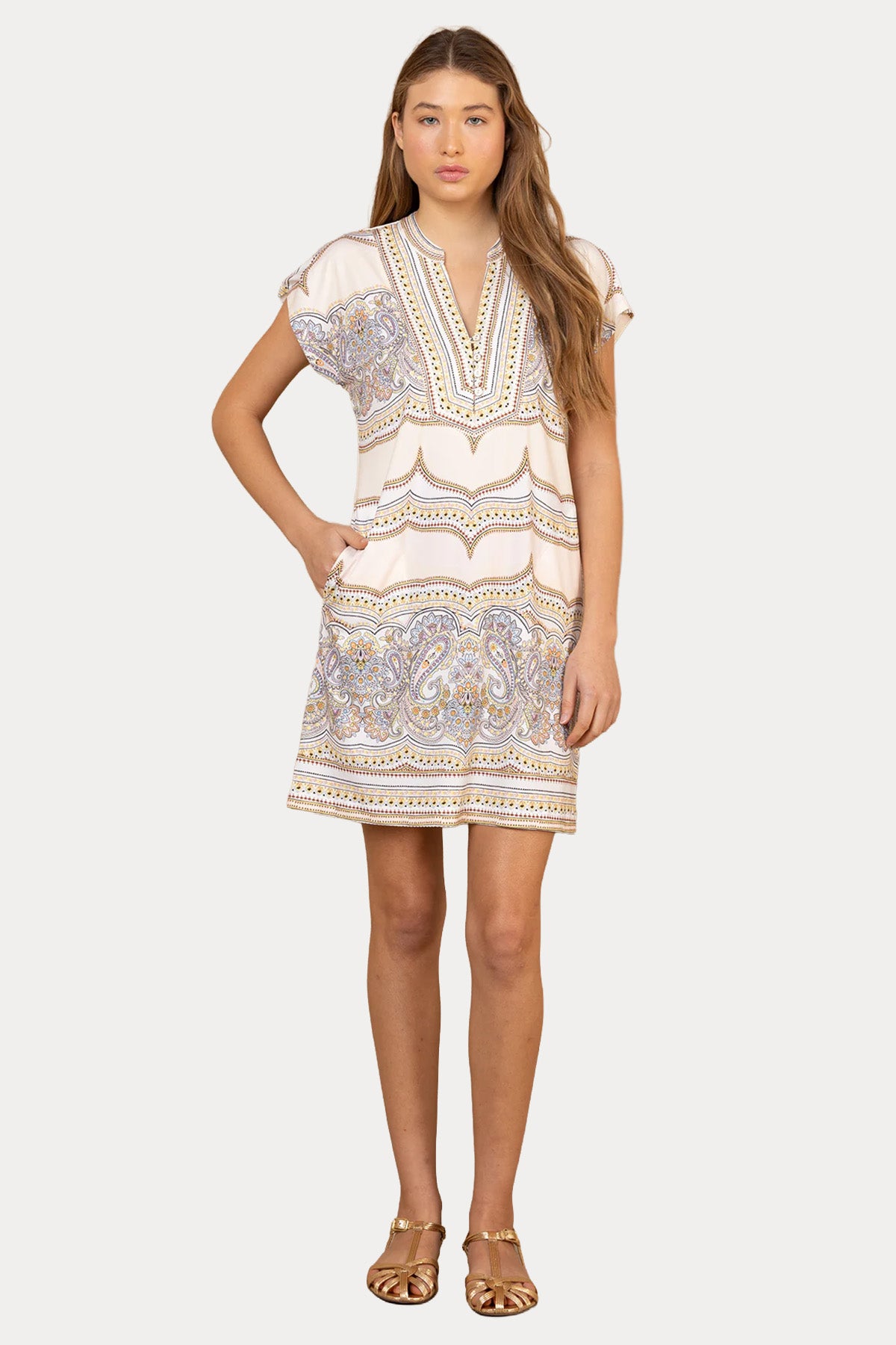 Hale Bob Comfort Fit Paisley Desenli Streç Mini Elbise