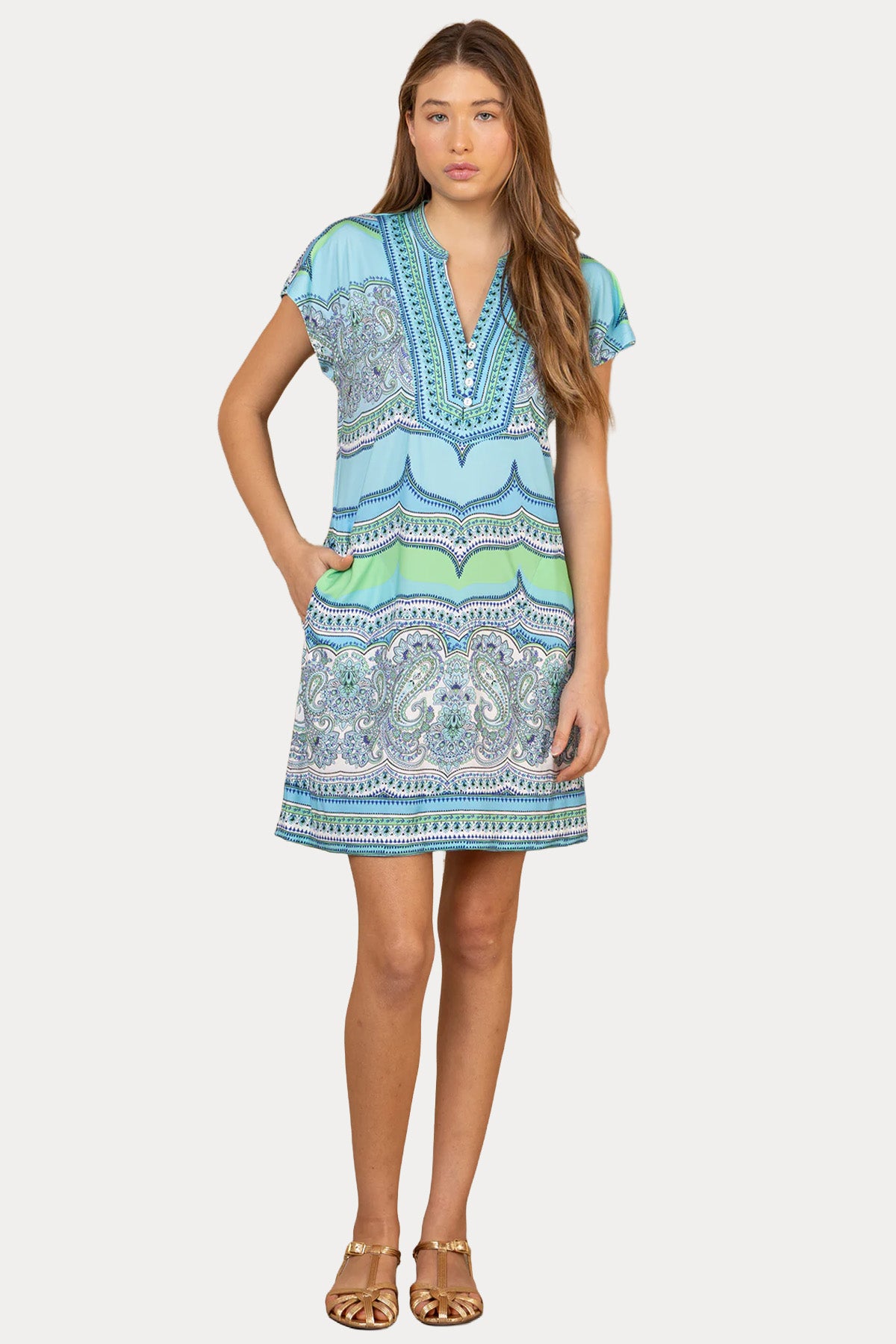 Hale Bob Comfort Fit Paisley Desenli Streç Mini Elbise