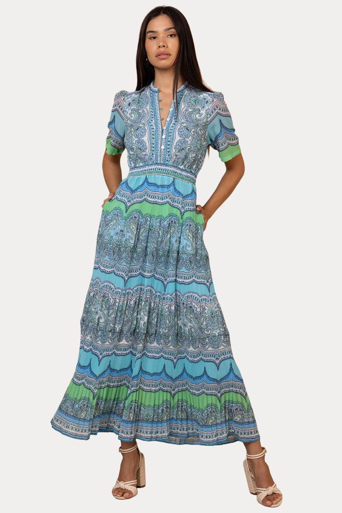 Hale Bob Regular Fit Desenli Maxi Elbise